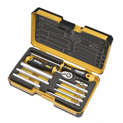 FELO 057 ERG. RATCHET SET 10PCS NUT DR. 1/4```` STRONG BOX