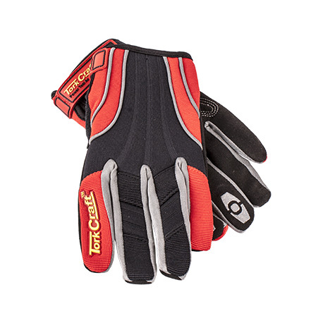 MECHANIC GLOVE X-SMALL SYNT.LEATHER REINFORCED PALM SPANDEX RED