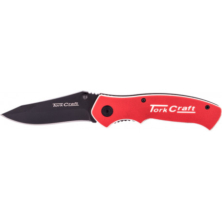 KNIFE FOLDABLE UTILITY RED WITH G10 MATERIAL HANDLE AND BELT CLIP