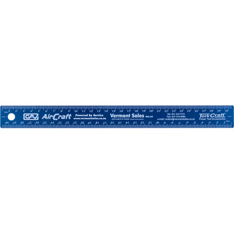 300MM CORK BACKED STAINLESS STEEL RULER RED