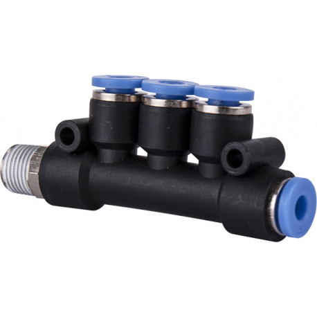 PU HOSE FITTING MANIFOLD 4 X 4MM PORT X 1/8````M