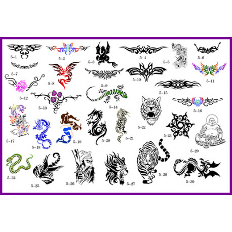 BOOK 05 TATTOO STENCILS 30 DESIGNS 1 DESIGN ON EACH A4 SHEET