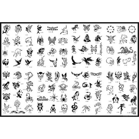 BOOK 09 TATTOO STENCILS 100 DESIGNS PER BOOK 4 DESIGNS ON EA A4 SHEET