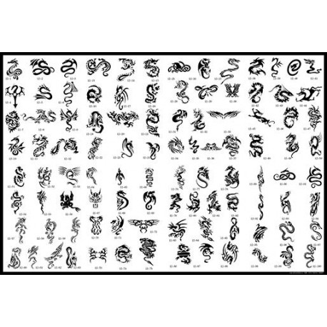 BOOK 12 TATTOO STENCILS 100 DESIGNS PER BOOK 4 DESIGNS ON EA A4 SHEET