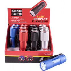 TORCH LED ALUM M/COL X12 PDQ BOX INCL AAA BATTERIES TORK CRAFT